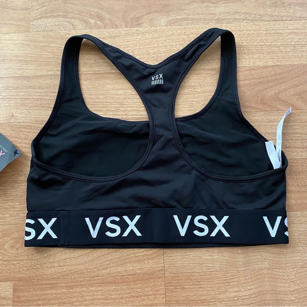 NWT VSX Black Sports Bra with Multicolor Stripes - Picture 2 of 3